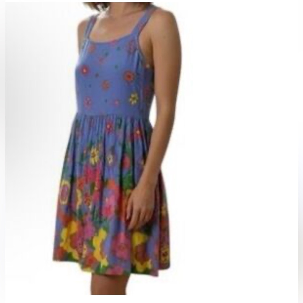 Mister Zimi Blue Floral Sleeveless Fit-and-Flare Dress